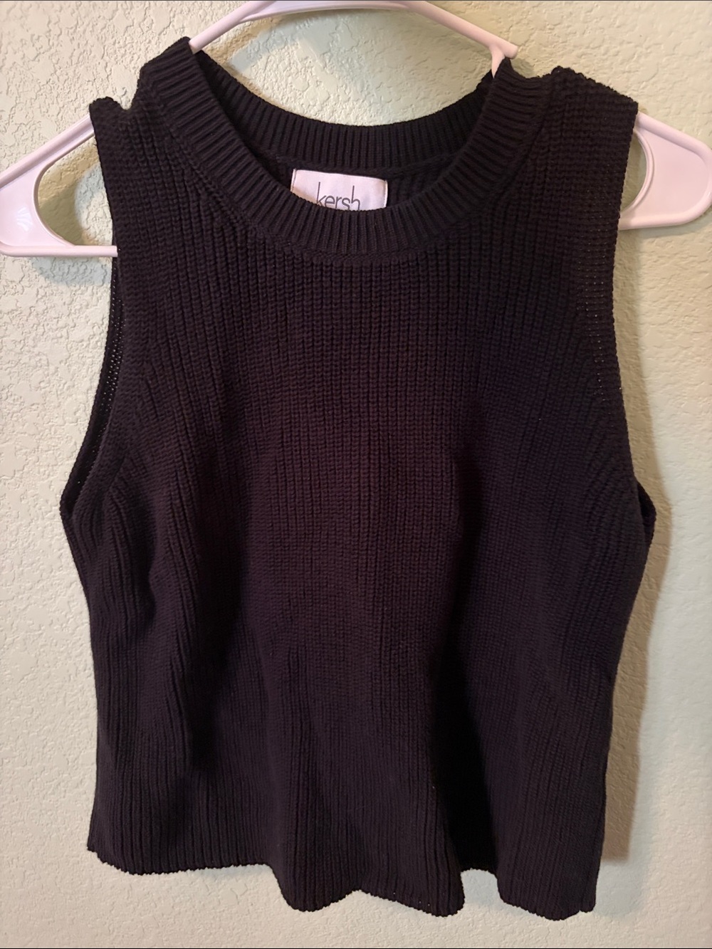 Kersh Black Ribbed Sleeveless Knit Tank